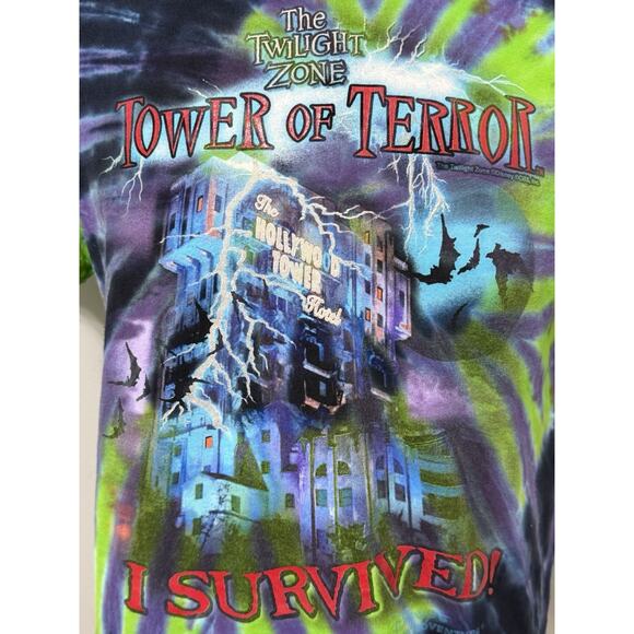 Disneyland Resorts Tower Of Terror I Survived Tie Dye T-Shirt Men’s Medium M - Picture 2 of 3